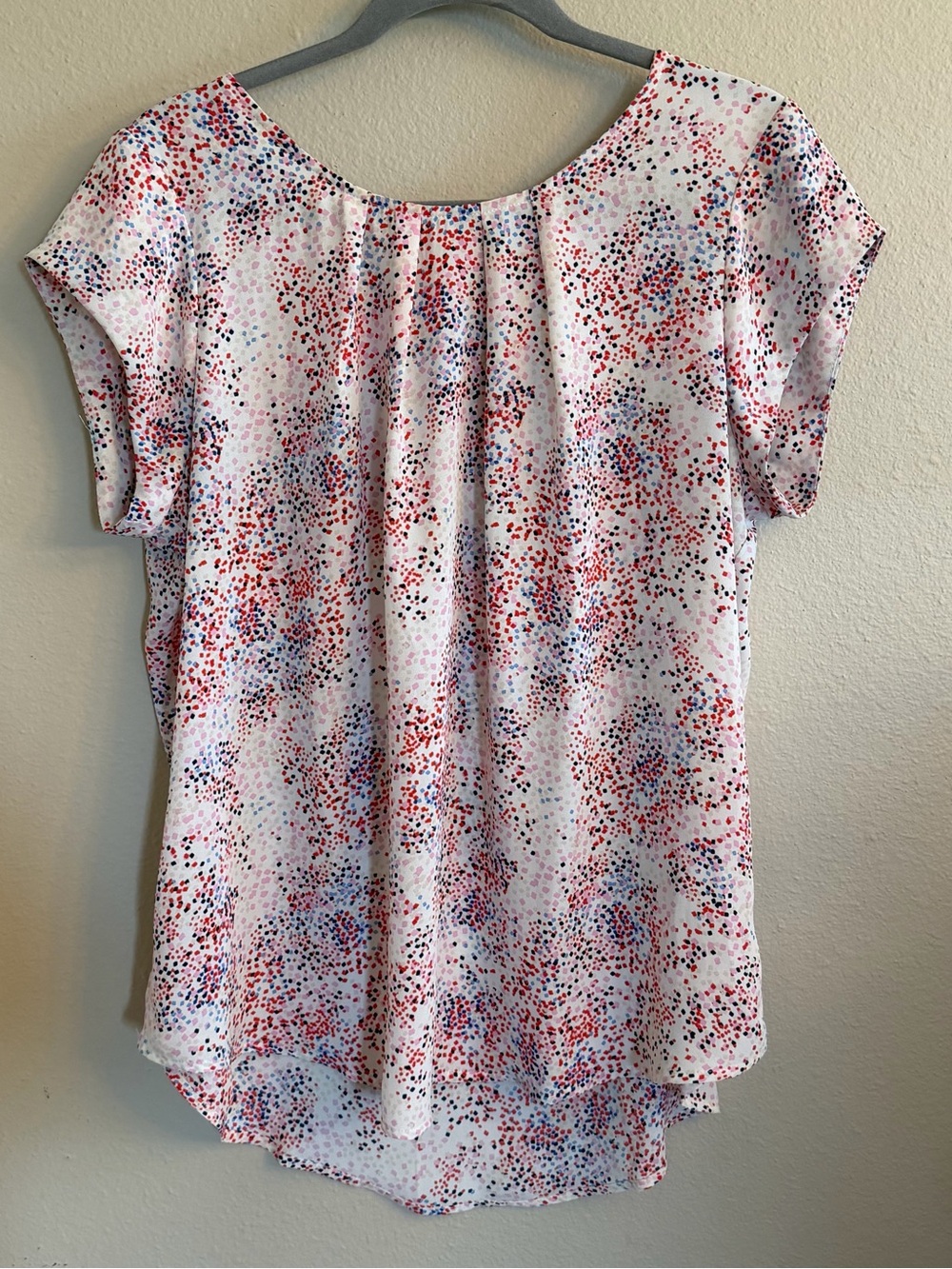 41 Hawthorn White Blouse with Red & Blue Dot Print
